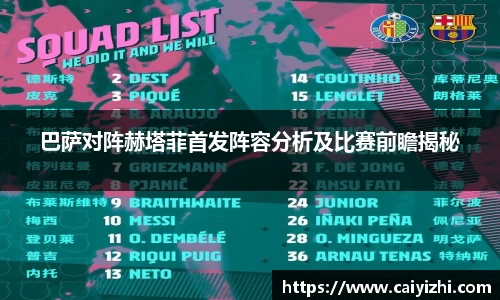 巴萨对阵赫塔菲首发阵容分析及比赛前瞻揭秘